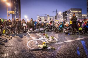 Mahnwache für eine getötete Radfahrerin, Alexanderplatz, 21.2.2019